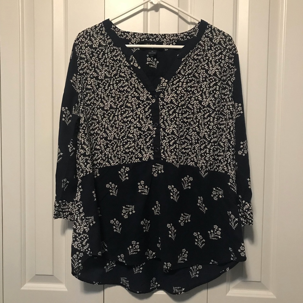 Cute navy blue lucky blouse